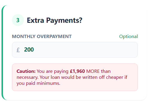 Close-up of UK payslip showing student loan deduction
